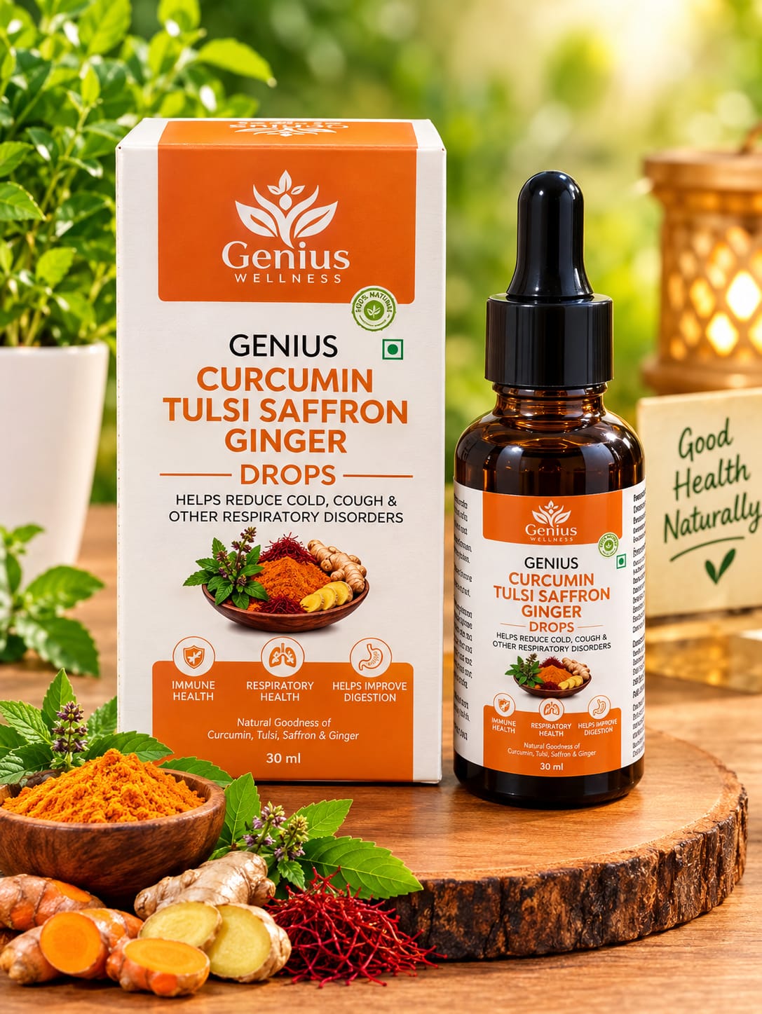 Curcumin + Tulsi + Saffron + Ginger Drops